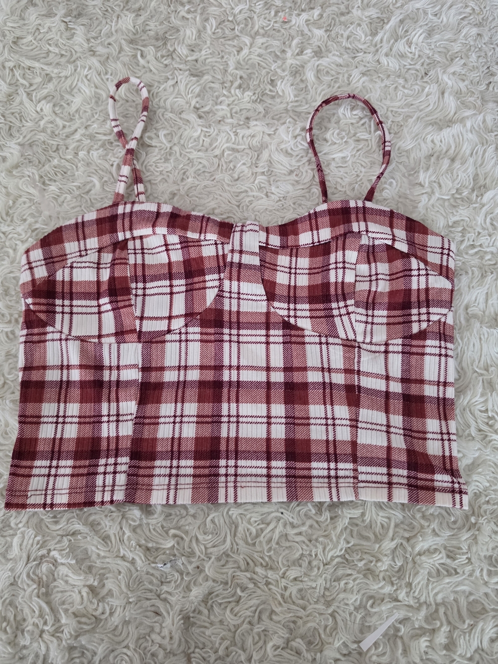 Plaid Bustier Cami in Red and White